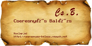 Cseresnyés Balázs névjegykártya